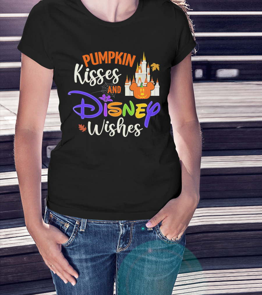 Pumpkin Kisses And Disney Wishes Magic Castle Mickey Pumpkin T-Shirt