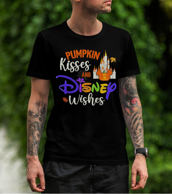 Pumpkin Kisses And Disney Wishes Magic Castle Mickey Pumpkin T-Shirt