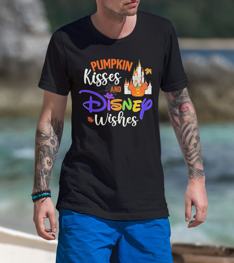 Pumpkin Kisses And Disney Wishes Magic Castle Mickey Pumpkin T-Shirt