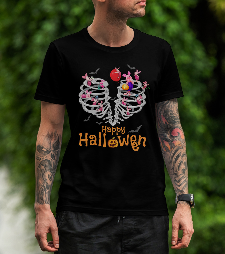 Happy Halloween Piglet Skeleton Party T-Shirt
