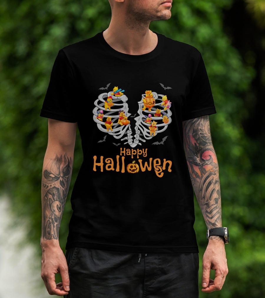 Halloween Pooh Skeleton Rib Cage Festive Characters T-Shirt