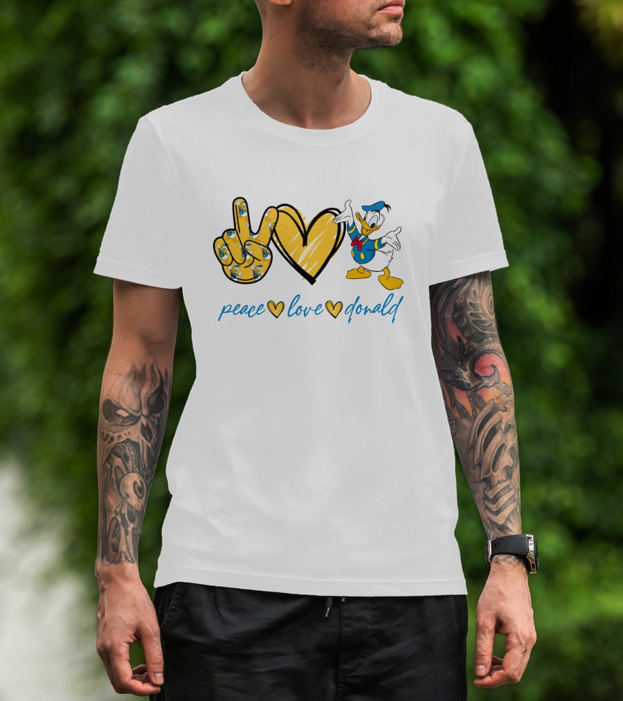 Peace Love Donald Duck Peace Hand Heart T-Shirt