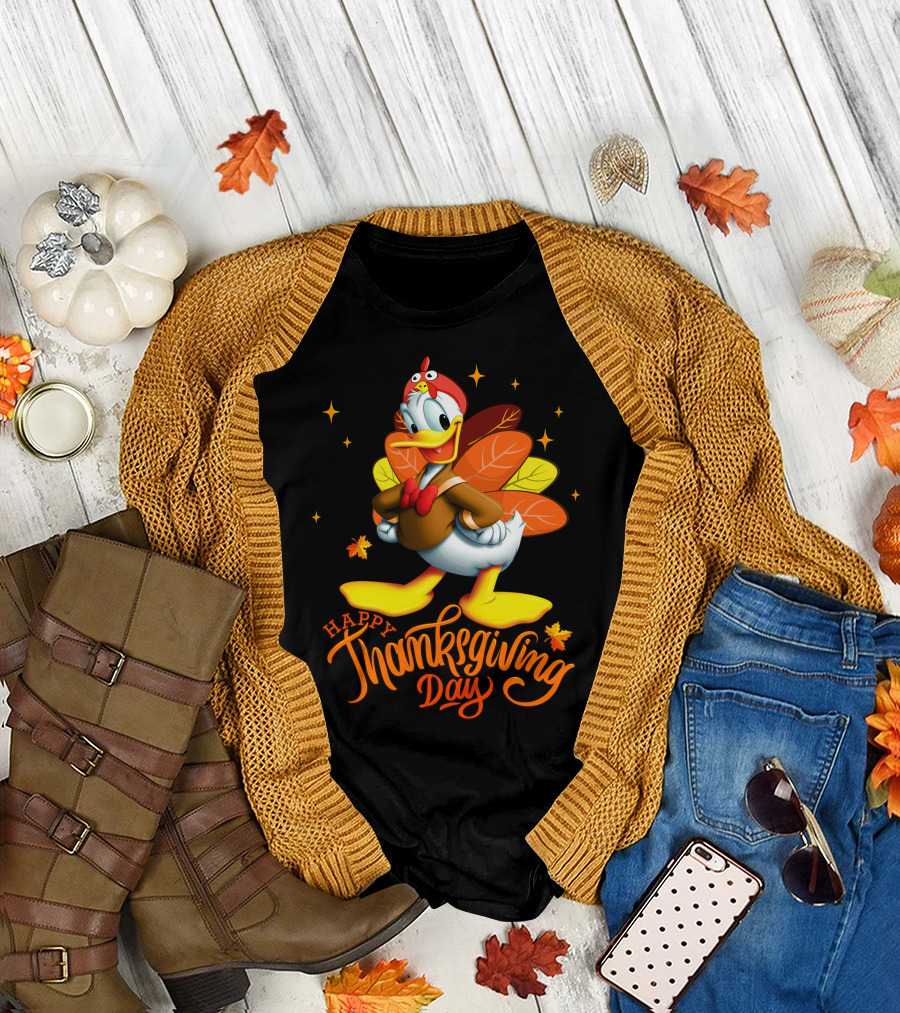 Happy Thanksgiving Day Donald Duck Turkey Costume T-Shirt