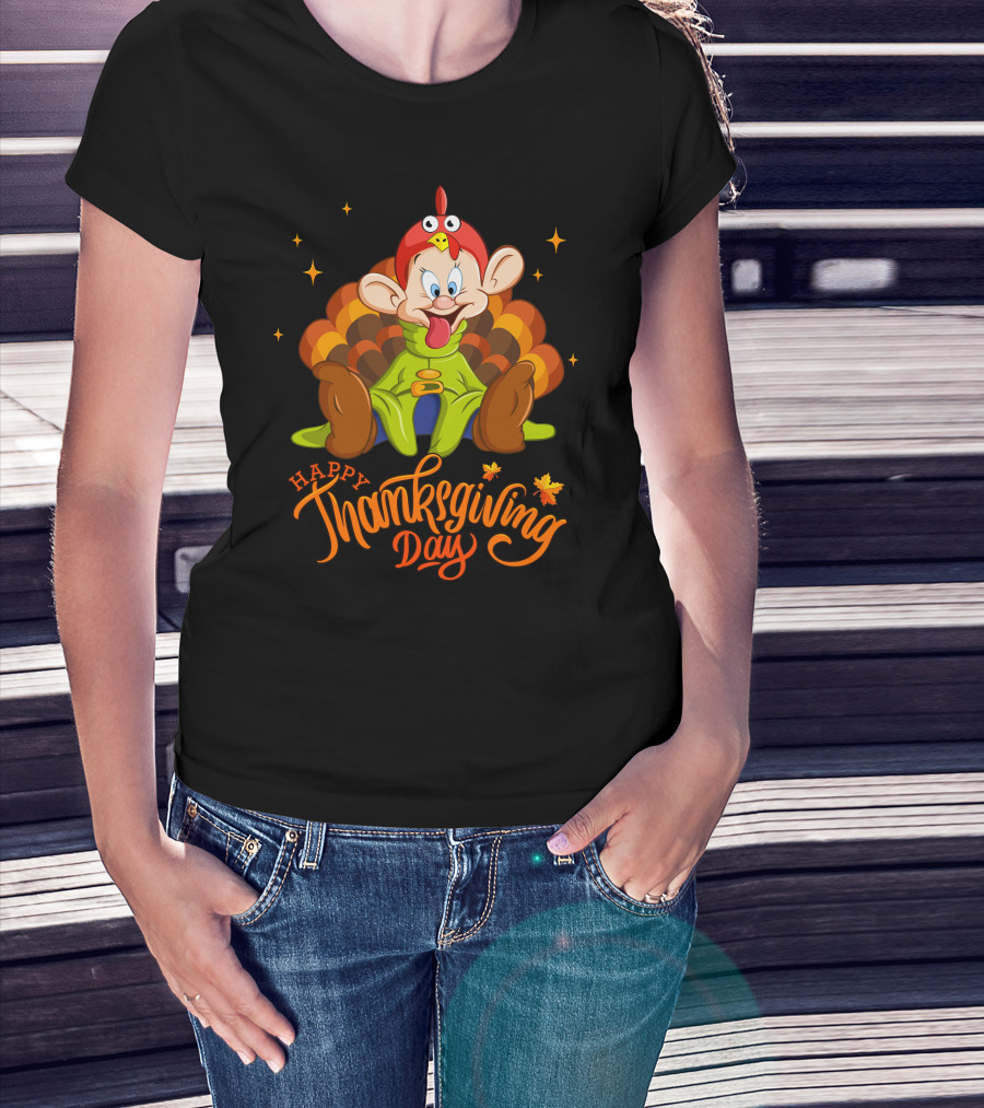 Happy Thanksgiving Day Dopey Turkey Costume T-Shirt