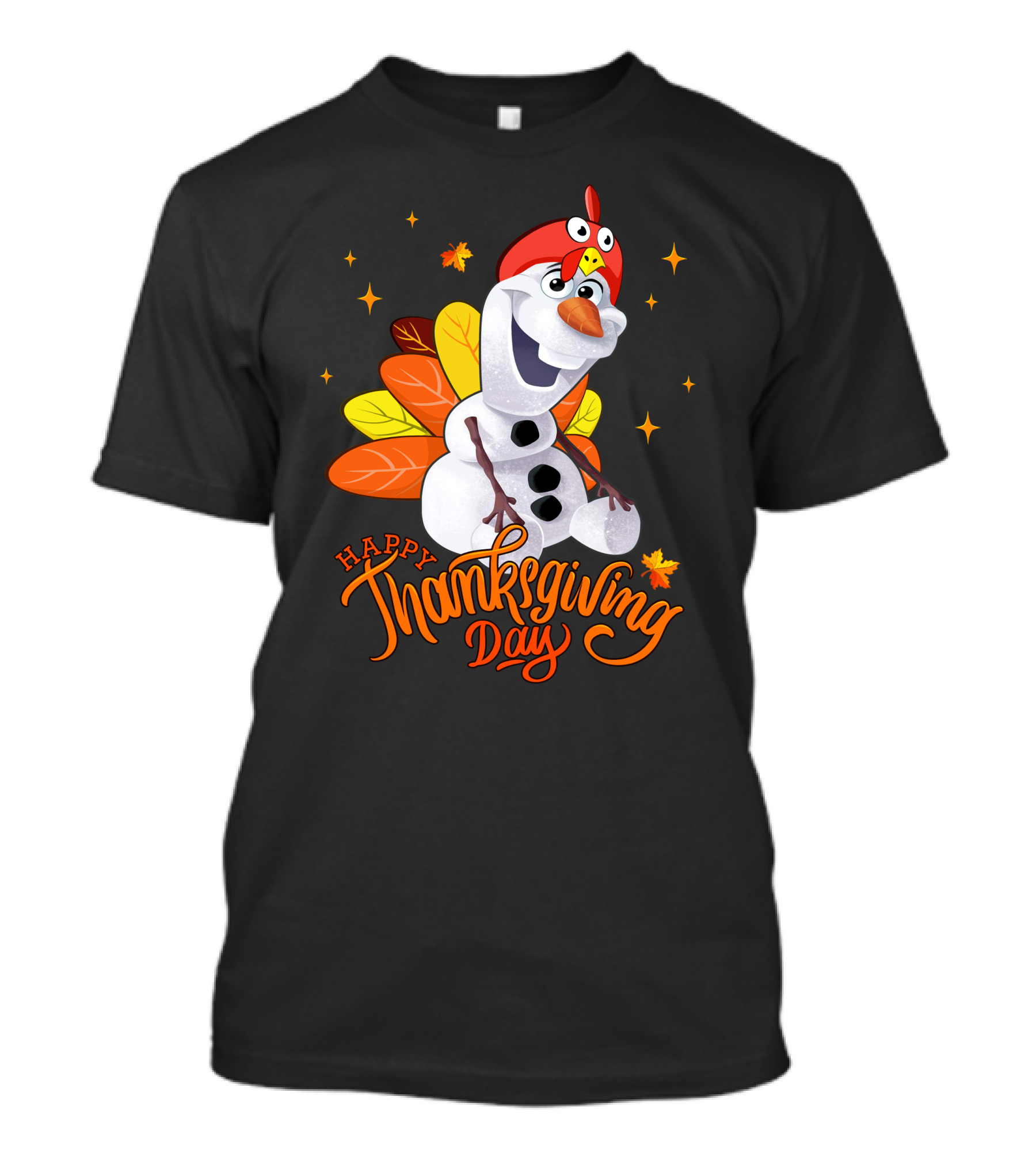 Happy Thanksgiving Day Olaf Snowman With Turkey Leaves And Stars T-Shirt