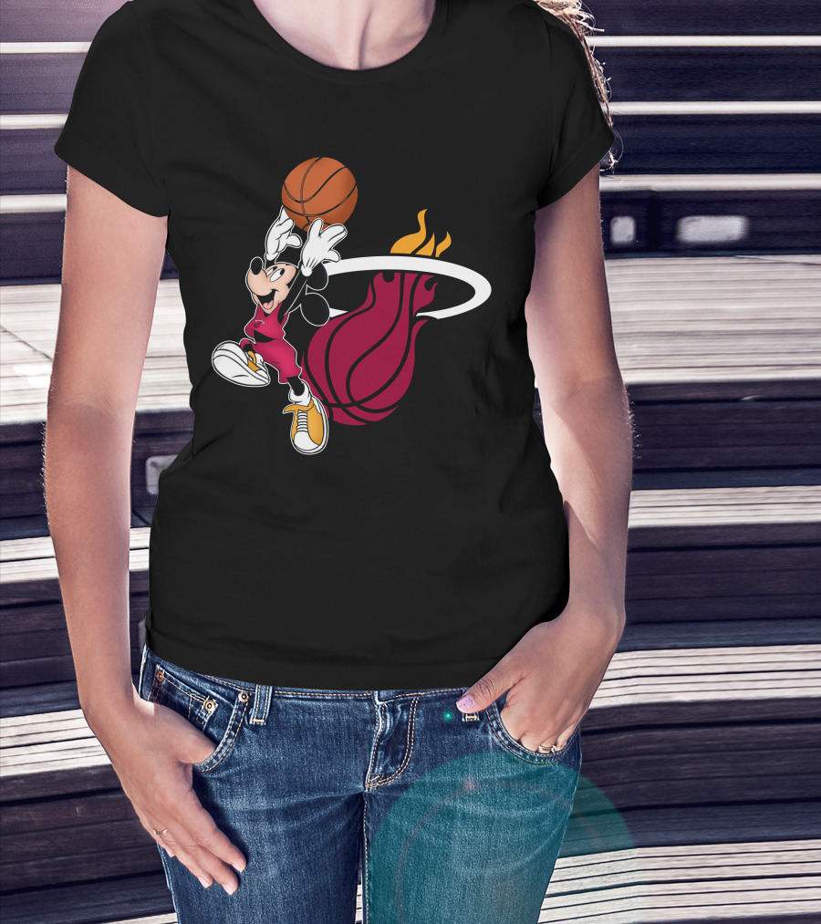 Mickey Dunking Basketball Miami Heat T-Shirt