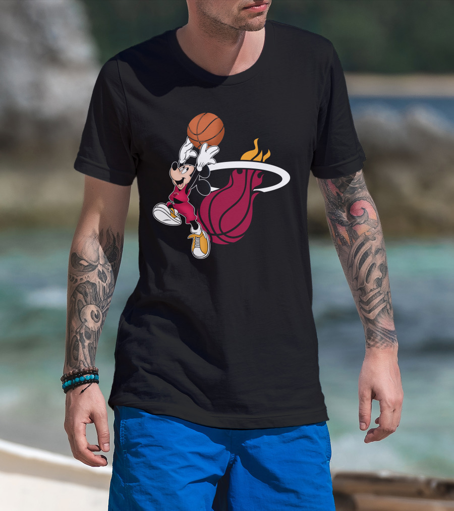 Mickey Dunking Basketball Miami Heat T-Shirt