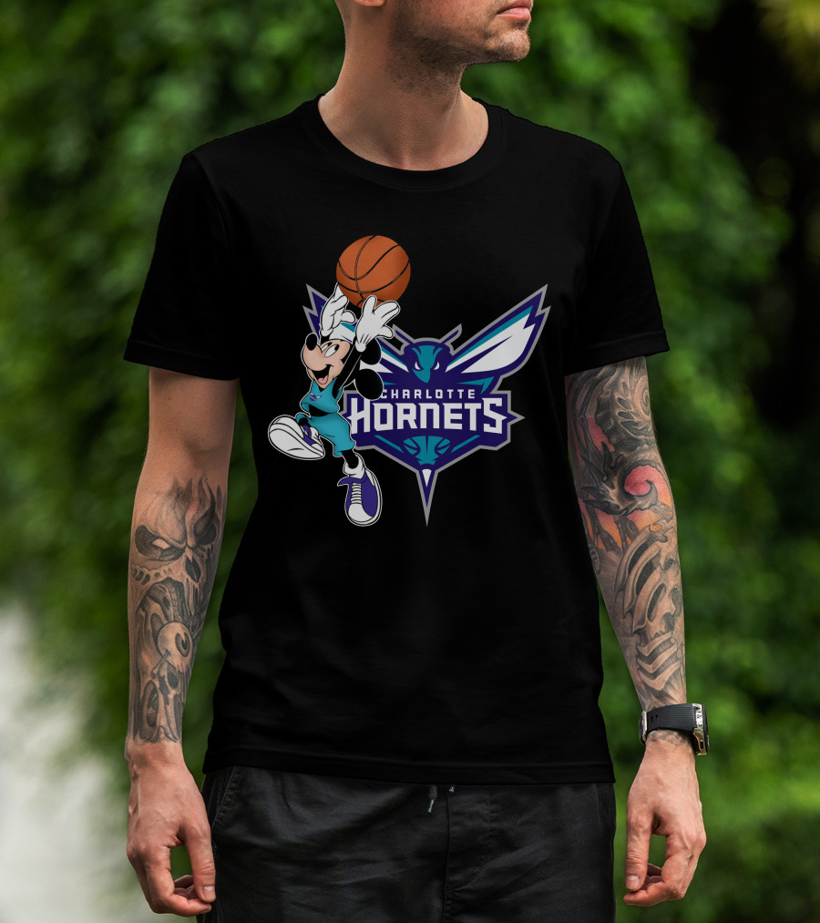 Mickey Charlotte Hornets Basketball T-Shirt
