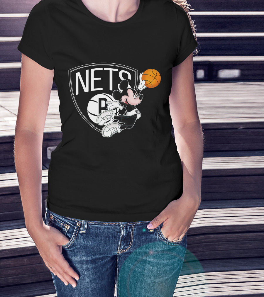 Nets Mickey Basketball Slam Dunk T-Shirt