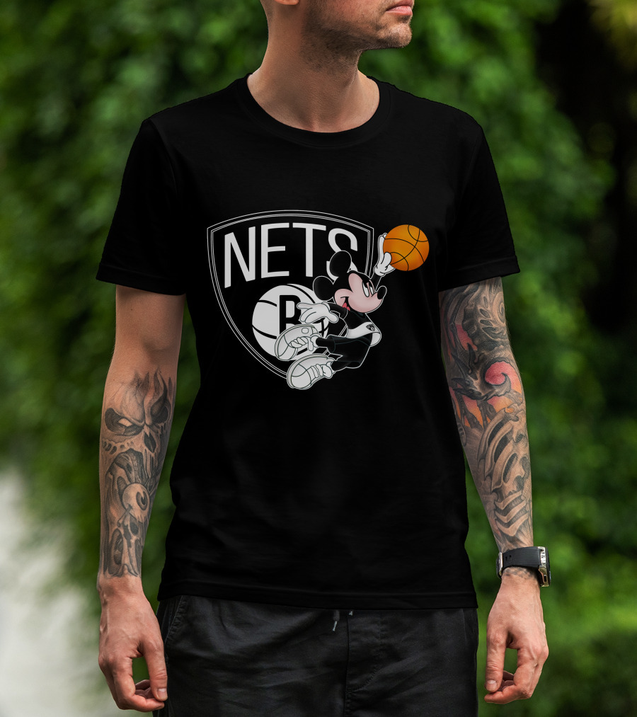 Nets Mickey Basketball Slam Dunk T-Shirt