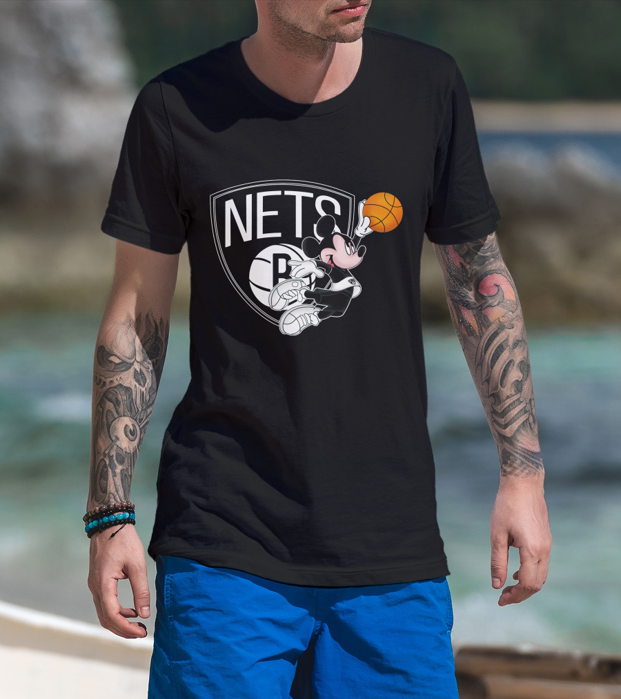 Nets Mickey Basketball Slam Dunk T-Shirt