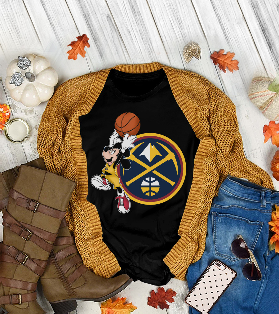 Mickey Mouse Basketball Dunk Denver Nuggets Crossover T-Shirt