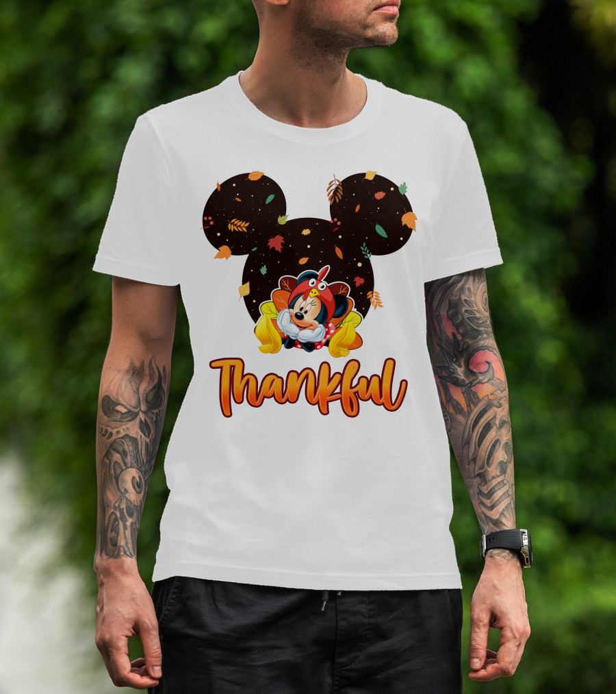 Thankful Minnie Mouse Autumn Leaves T-Shirt