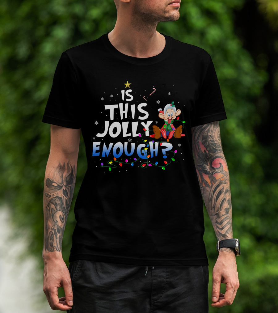 Is This Jolly Enough Dopey Christmas Lights Candy Cane Snowflakes T-Shirt