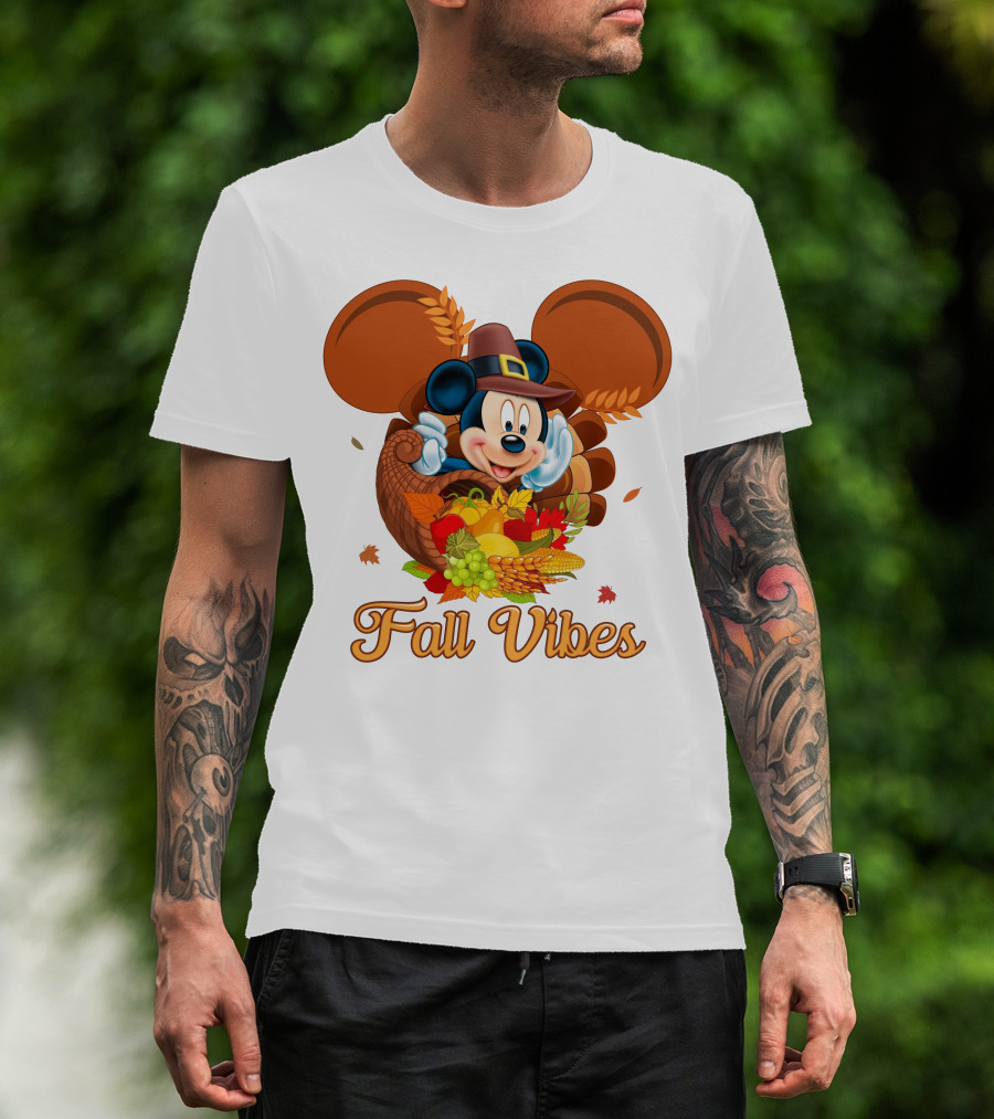 Mickey Mouse Fall Vibes Cornucopia Harvest Hat T-Shirt