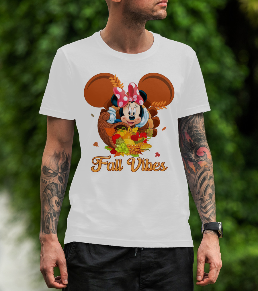 Minnie Fall Vibes Cornucopia Harvest Theme T-Shirt