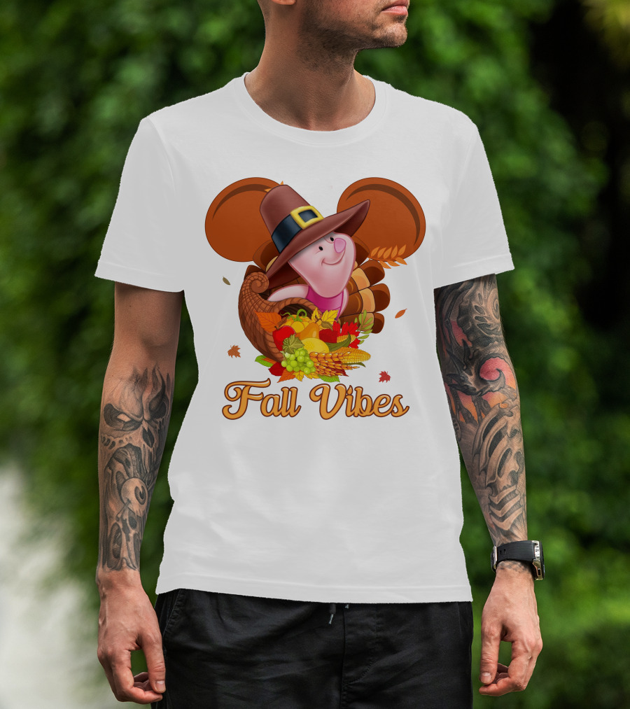 Piglet Fall Vibes Thanksgiving Cornucopia Disney Inspired T-Shirt