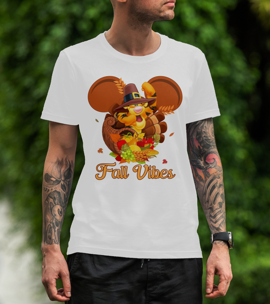 Tigger Fall Vibes Cornucopia Thanksgiving Mickey Ears T-Shirt