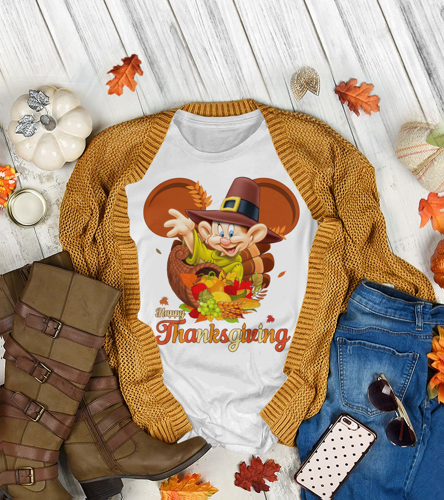 Happy Thanksgiving Dopey Cornucopia T-Shirt