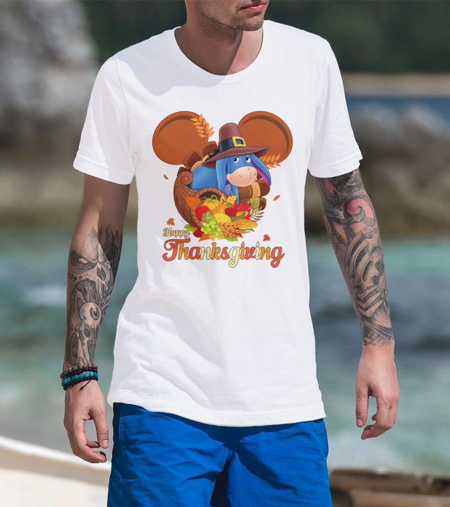 Happy Thanksgiving Eeyore Cornucopia Holiday Celebration T-Shirt