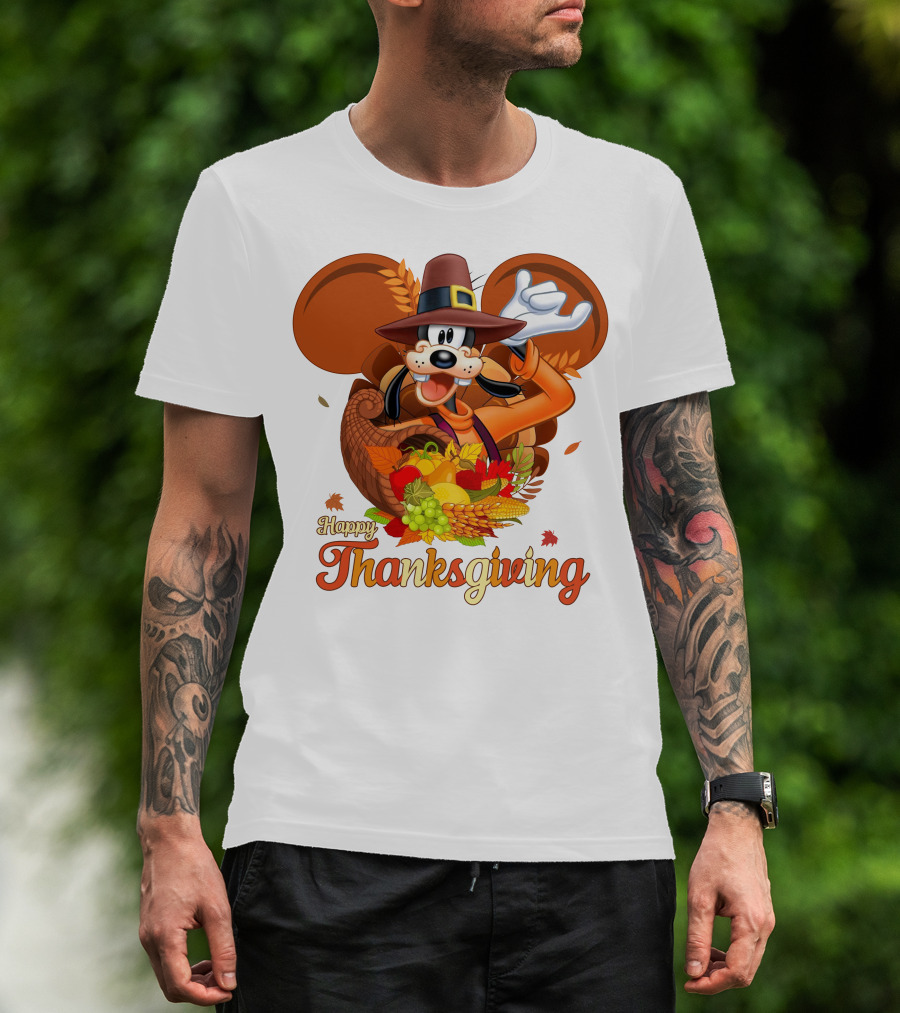 Goofy Happy Thanksgiving Cornucopia Celebration T-Shirt