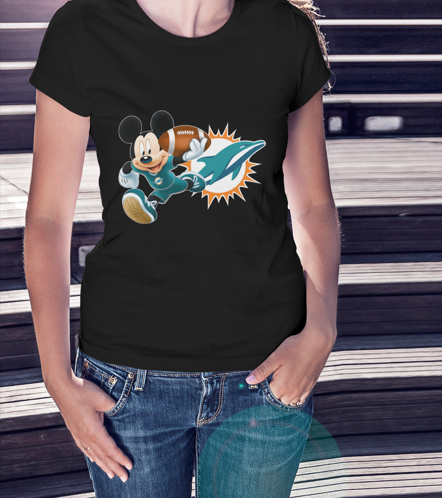 Mickey Miami Dolphins Football Crossover T-Shirt