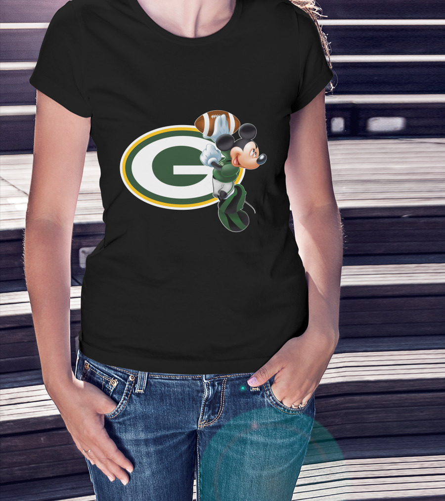 Mickey Mouse Green Bay Packers Football T-Shirt