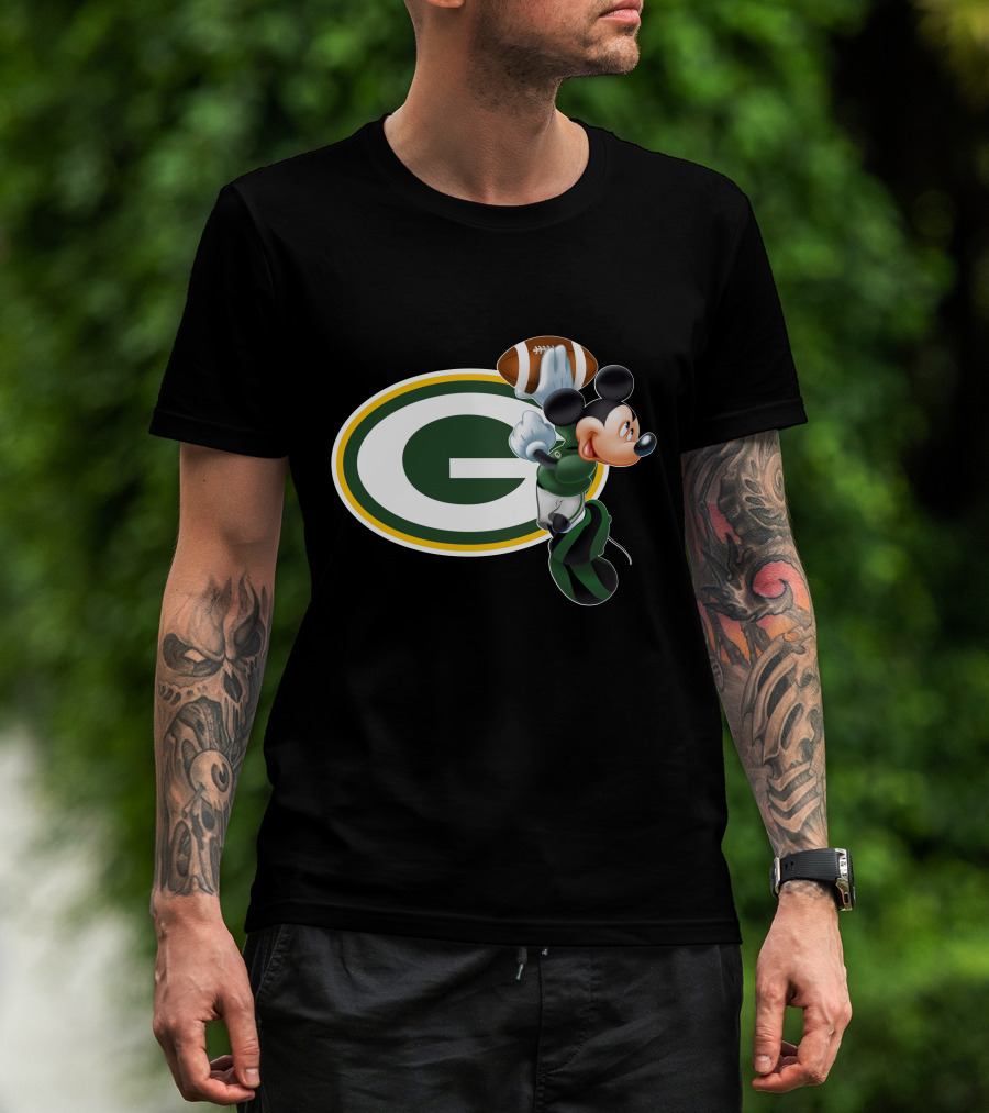 Mickey Mouse Green Bay Packers Football T-Shirt