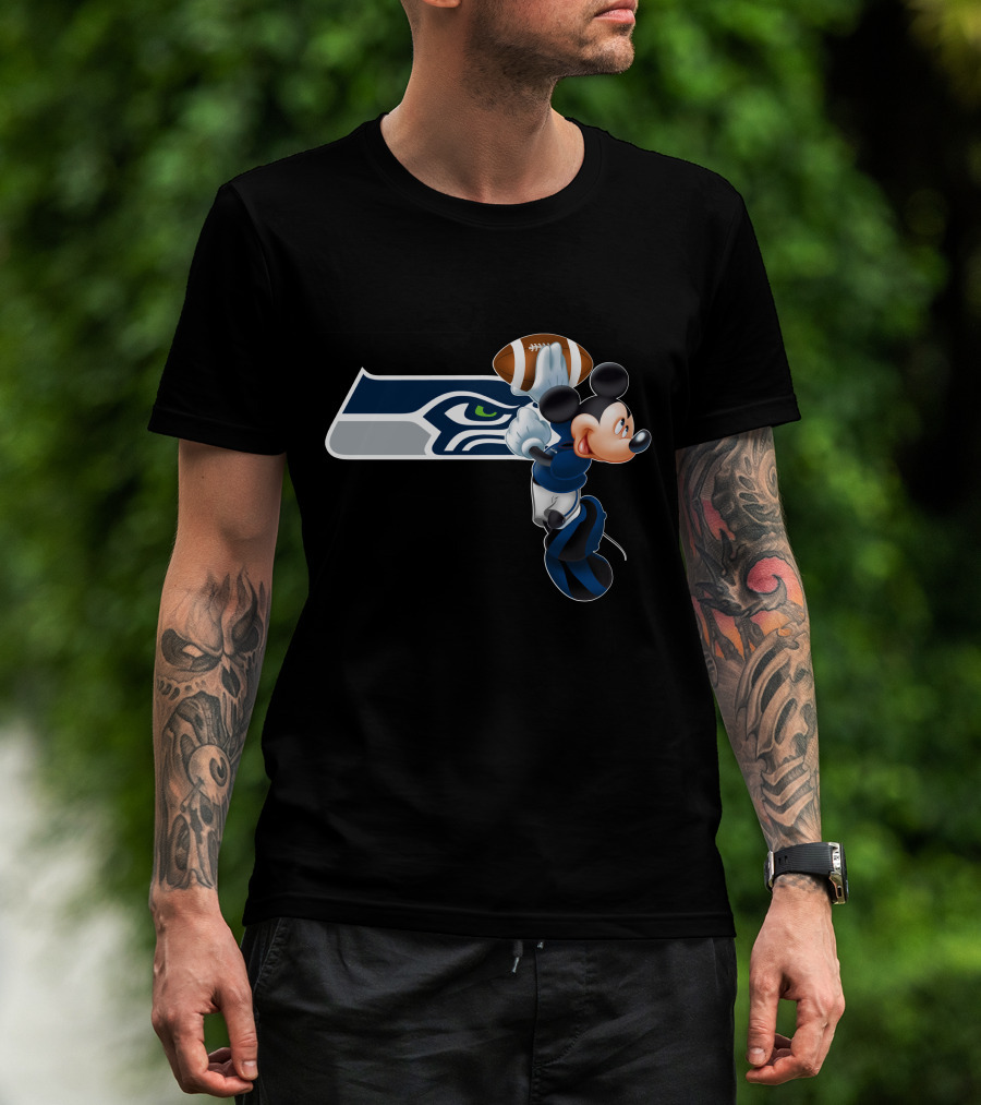 Seattle Seahawks Mickey Football Jump T-Shirt