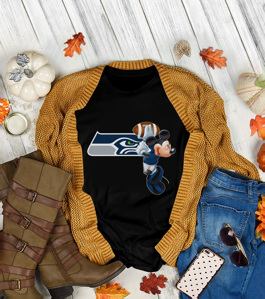 Seattle Seahawks Mickey Football Jump T-Shirt