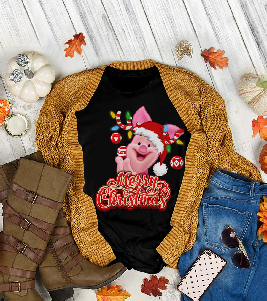 Piglet Merry Christmas Disney Holiday Magic T-Shirt