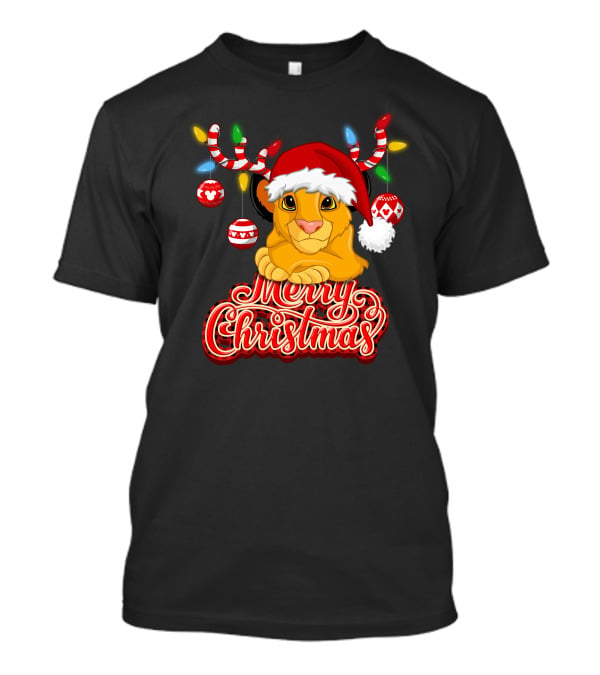 Simba Merry Christmas Santa Hat And Reindeer Antlers T-Shirt