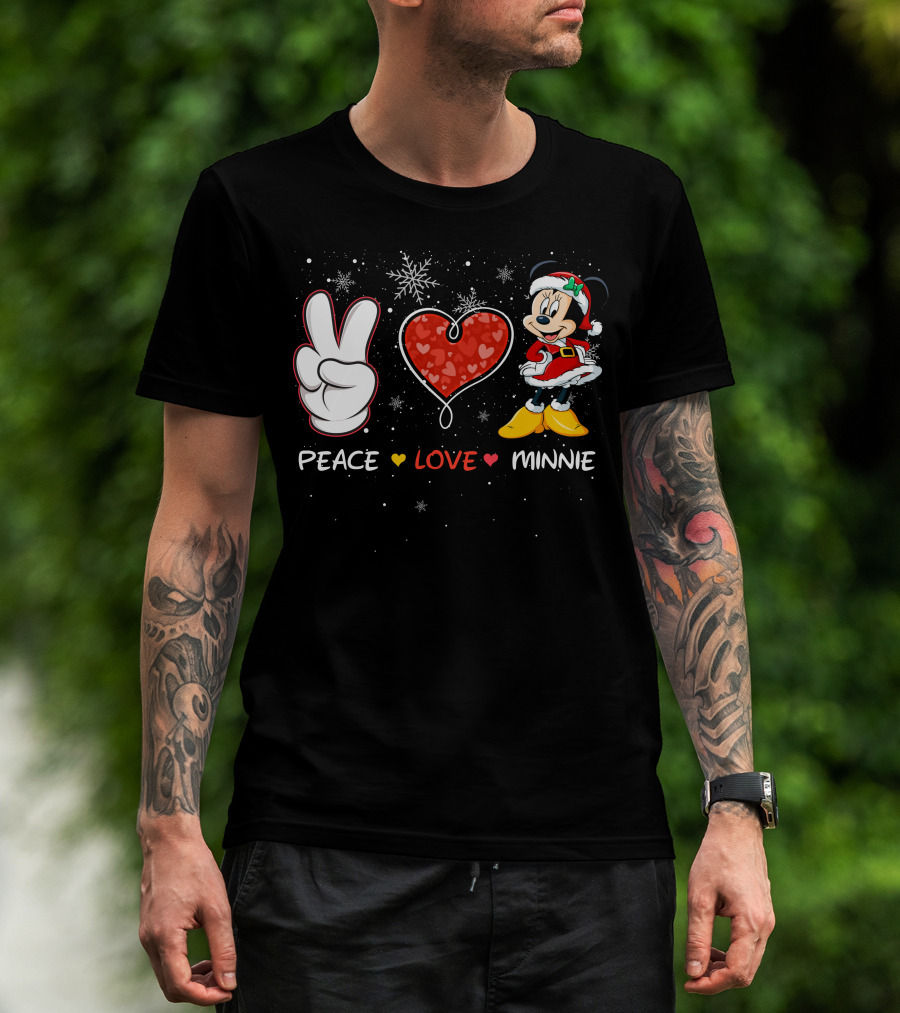 Peace Love Minnie Christmas Holiday Theme T-Shirt