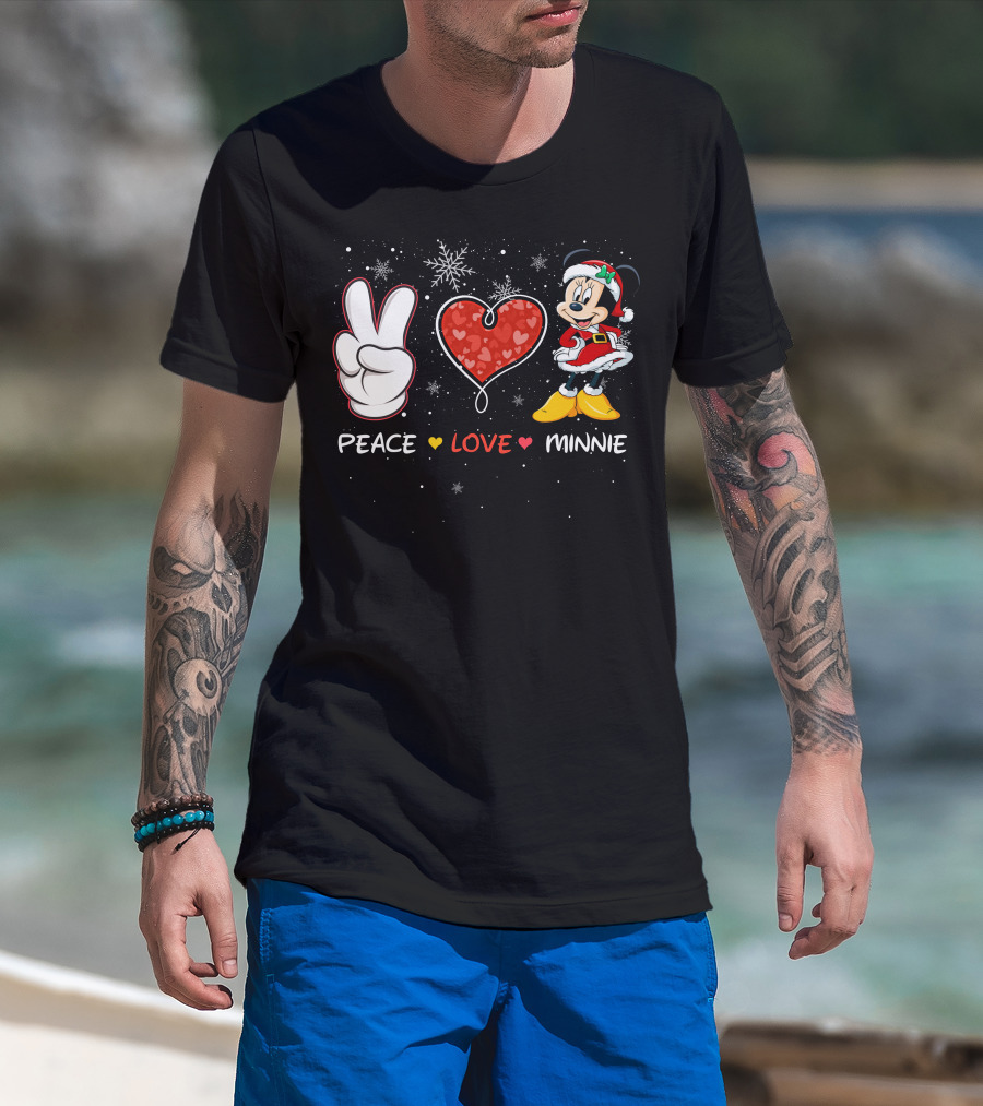 Peace Love Minnie Christmas Holiday Theme T-Shirt