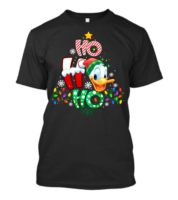 Ho Ho Ho Donald Christmas Lights Snowflakes Star T-Shirt