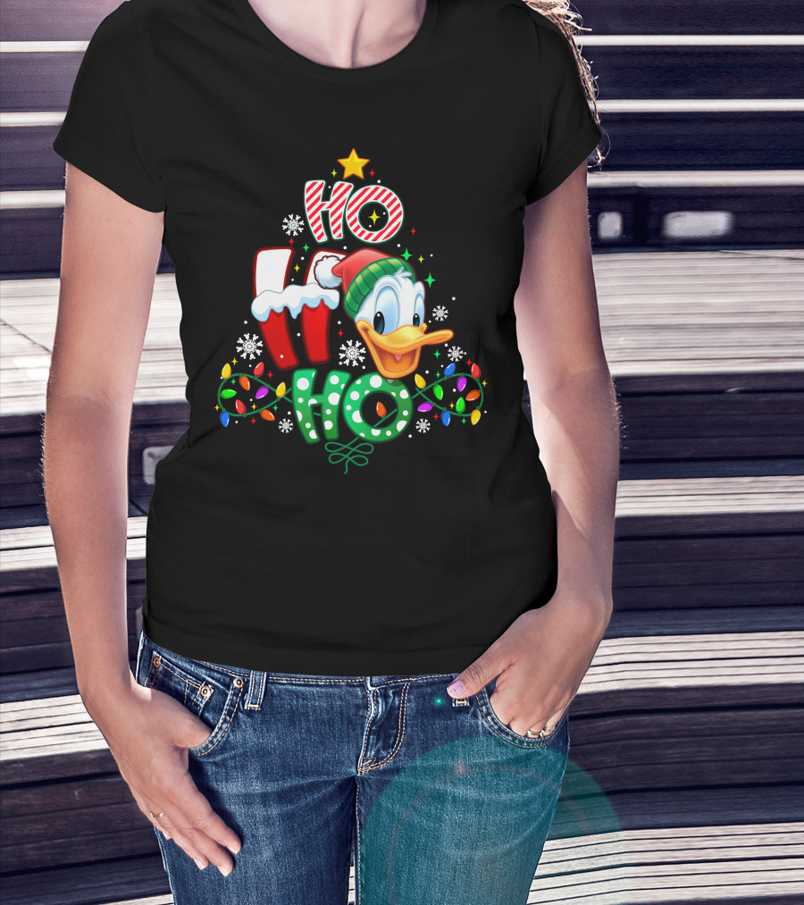 Ho Ho Ho Donald Christmas Lights Snowflakes Star T-Shirt