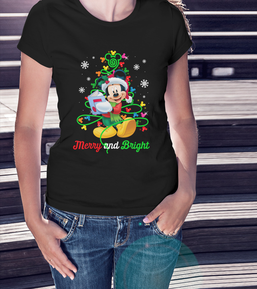 Mickey Mouse Merry And Bright Christmas Holiday Magic T-Shirt