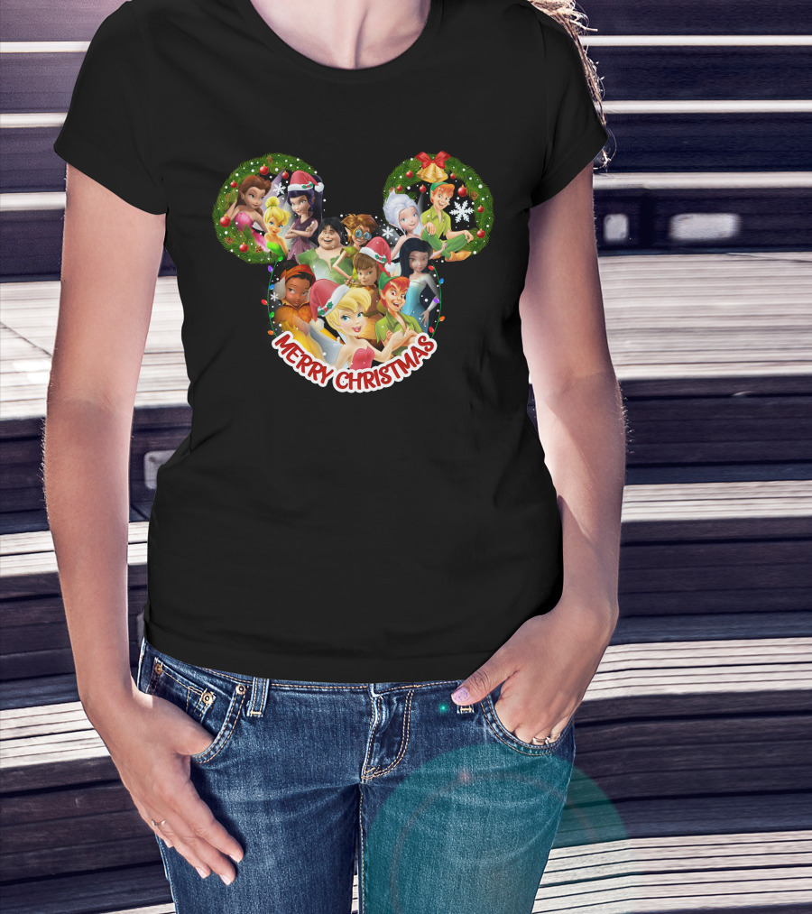 Merry Christmas Tinkerbell Disney Fairies Holiday Celebration T-Shirt
