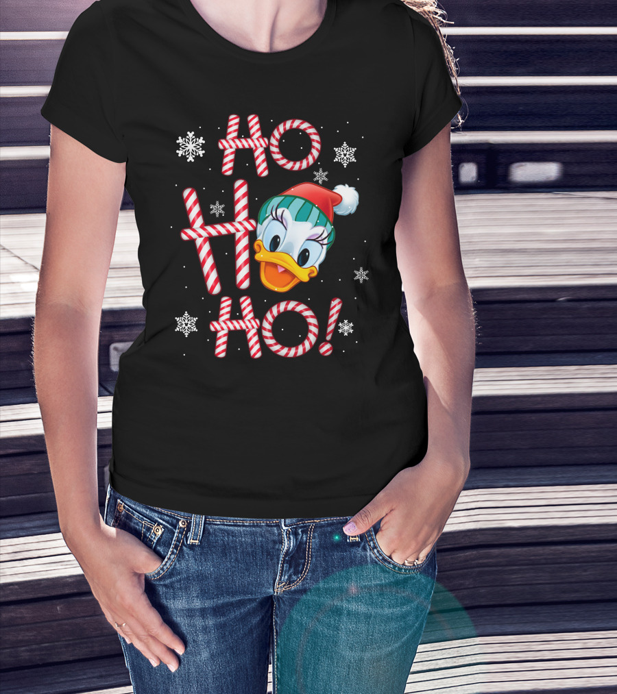 Ho Ho Ho Daisy Duck Christmas Candy Cane Snowflakes T-Shirt