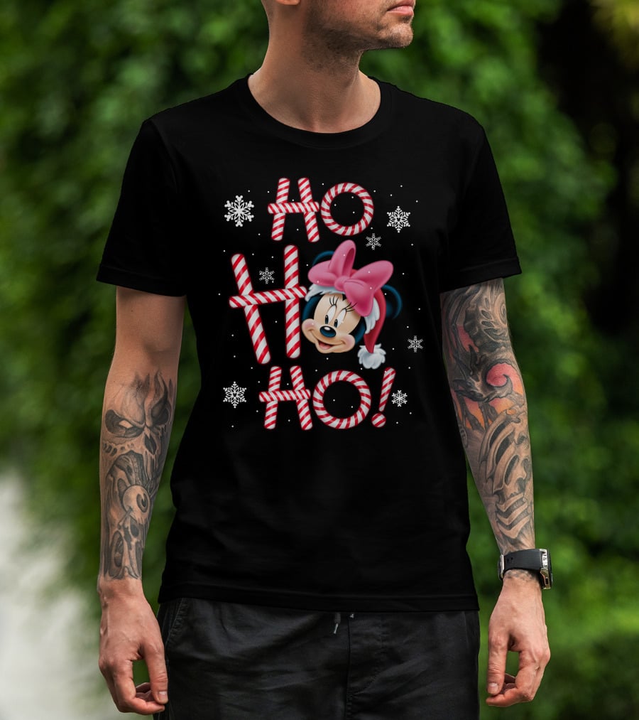 Ho Ho Ho Minnie Mouse Candy Cane Snowflakes T-Shirt