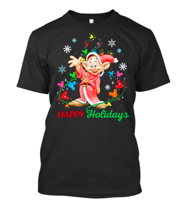 Happy Holidays Dopey Disney Snow White Christmas Magic T-Shirt