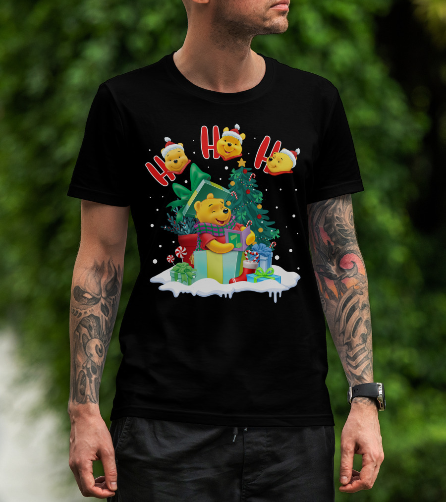 Ho Ho Ho Winnie The Pooh Christmas Presents And Tree T-Shirt
