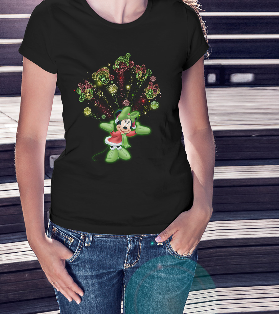 Minnie Festive Holiday Magic With Sparkling Snowflakes And Cheerful Expressions T-Shirt