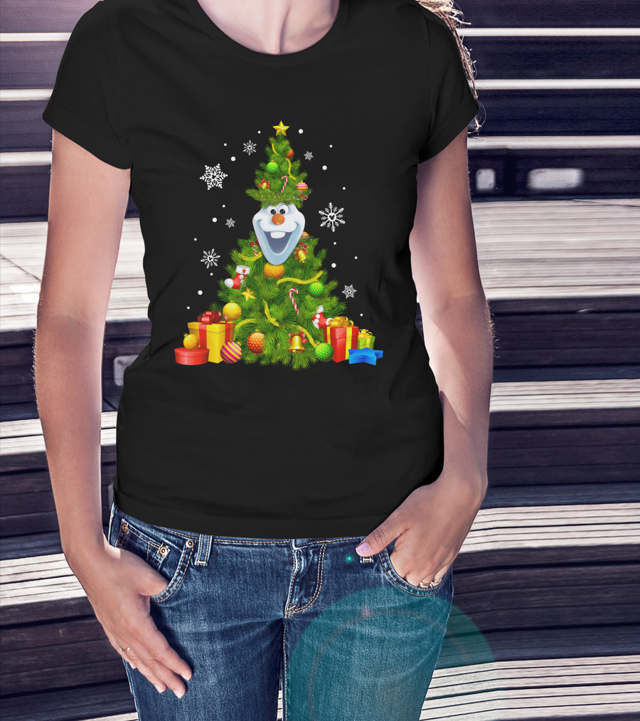 Olaf Christmas Tree Holiday Presents Snowflakes T-Shirt