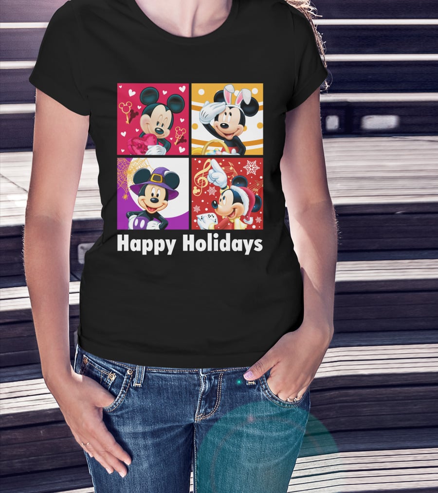 Happy Holidays Mickey Mouse Seasonal Quartet T-Shirt