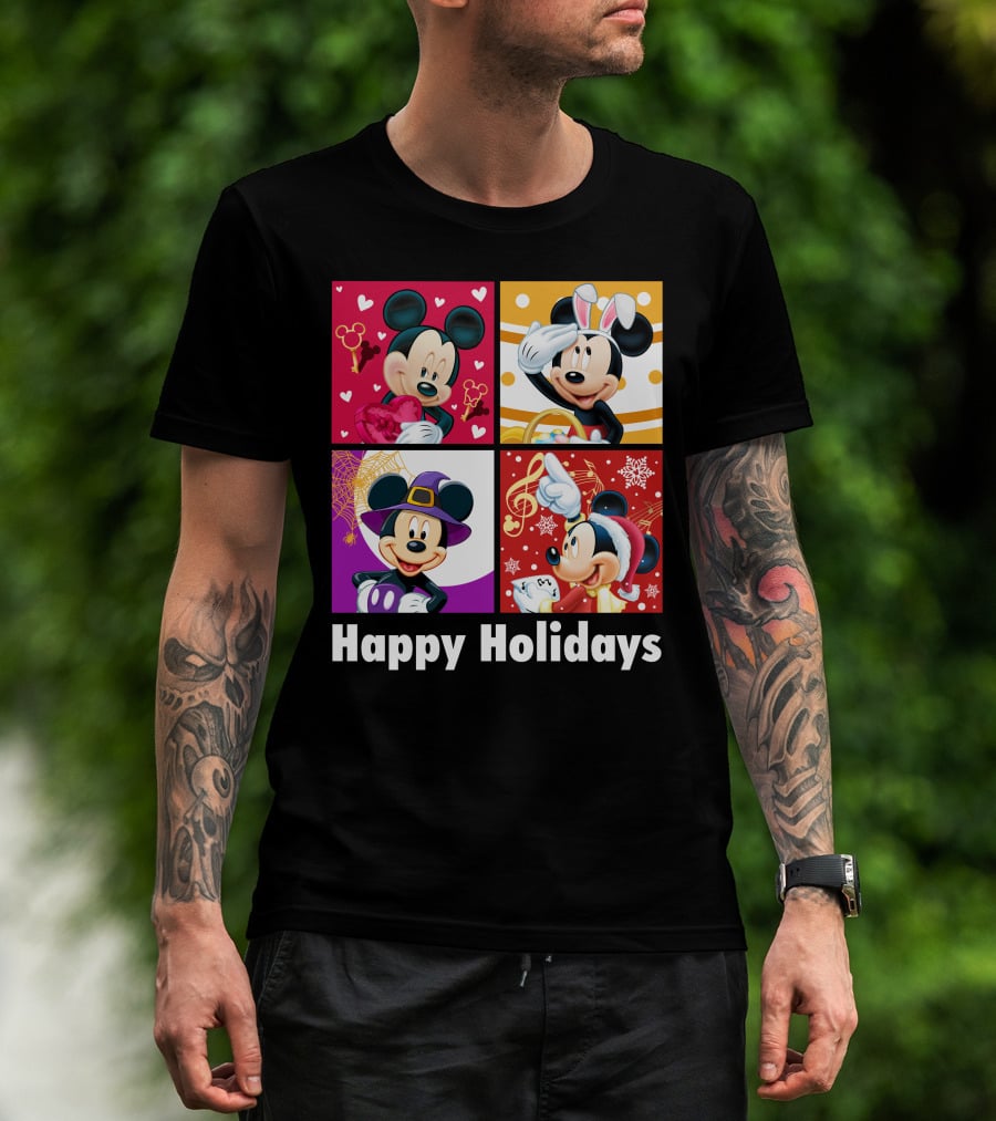 Happy Holidays Mickey Mouse Seasonal Quartet T-Shirt