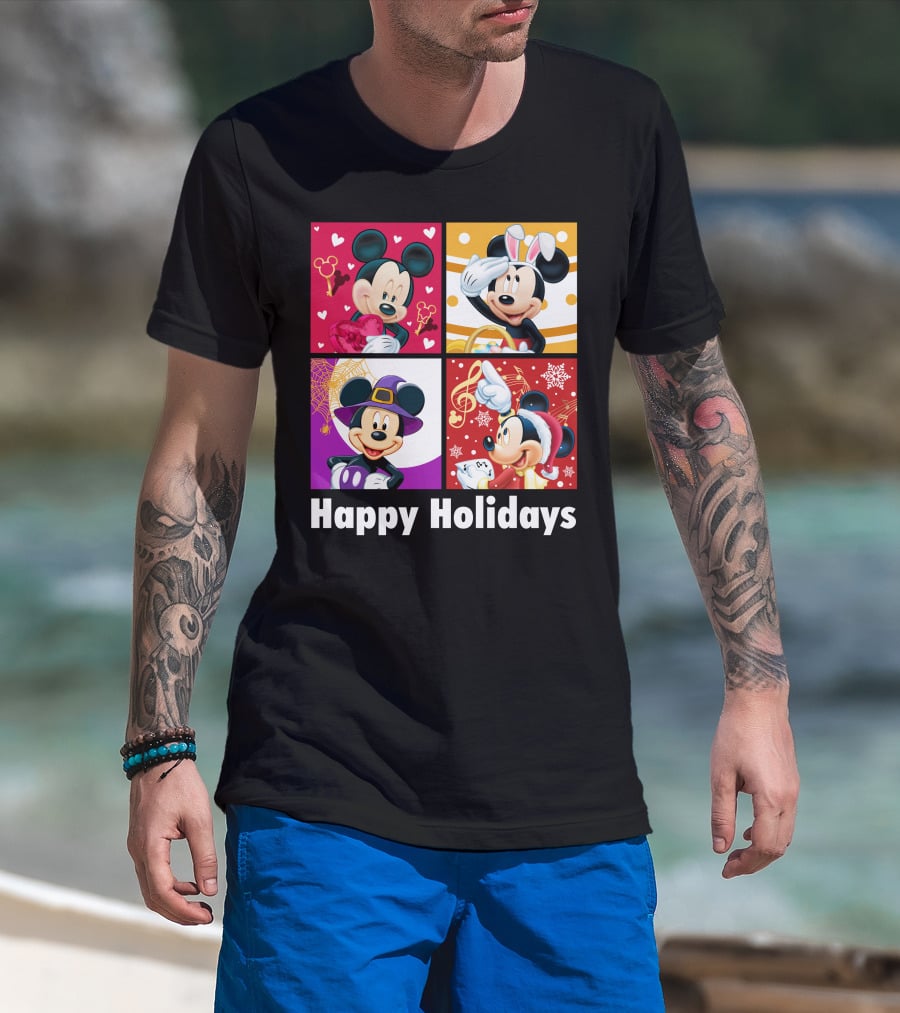 Happy Holidays Mickey Mouse Seasonal Quartet T-Shirt