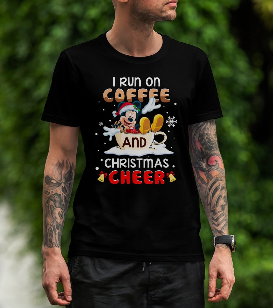 I Run On Coffee And Christmas Cheer Mickey T-Shirt