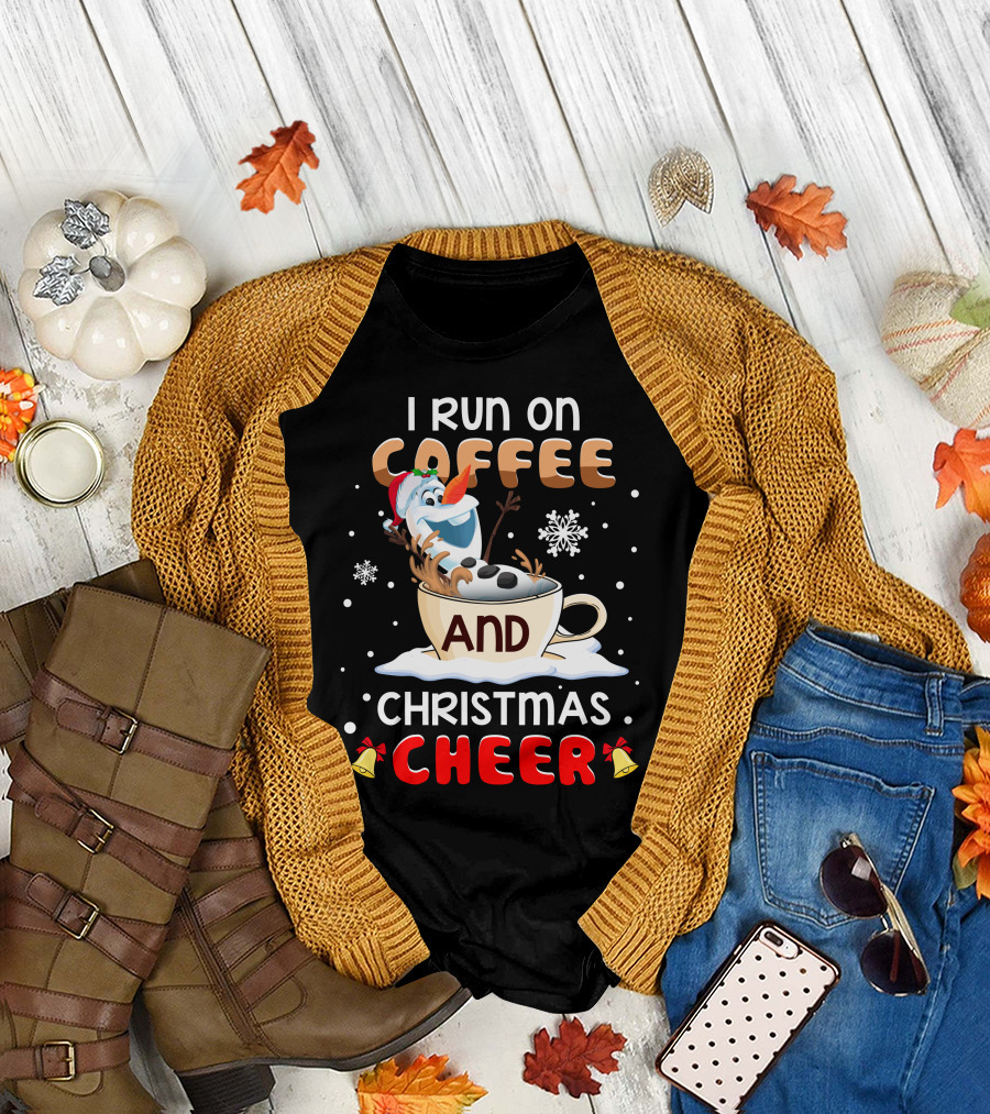 I Run On Coffee And Christmas Cheer Olaf T-Shirt