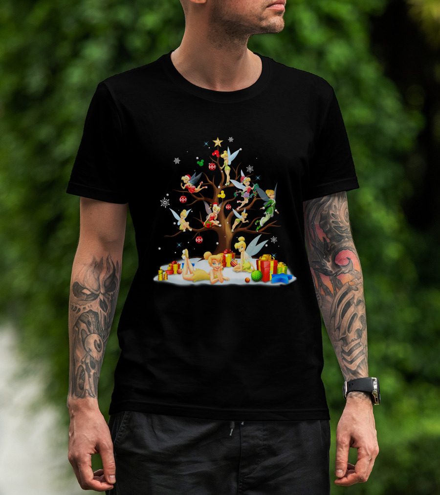 Tinkerbell Christmas Tree Fairies And Gifts T-Shirt